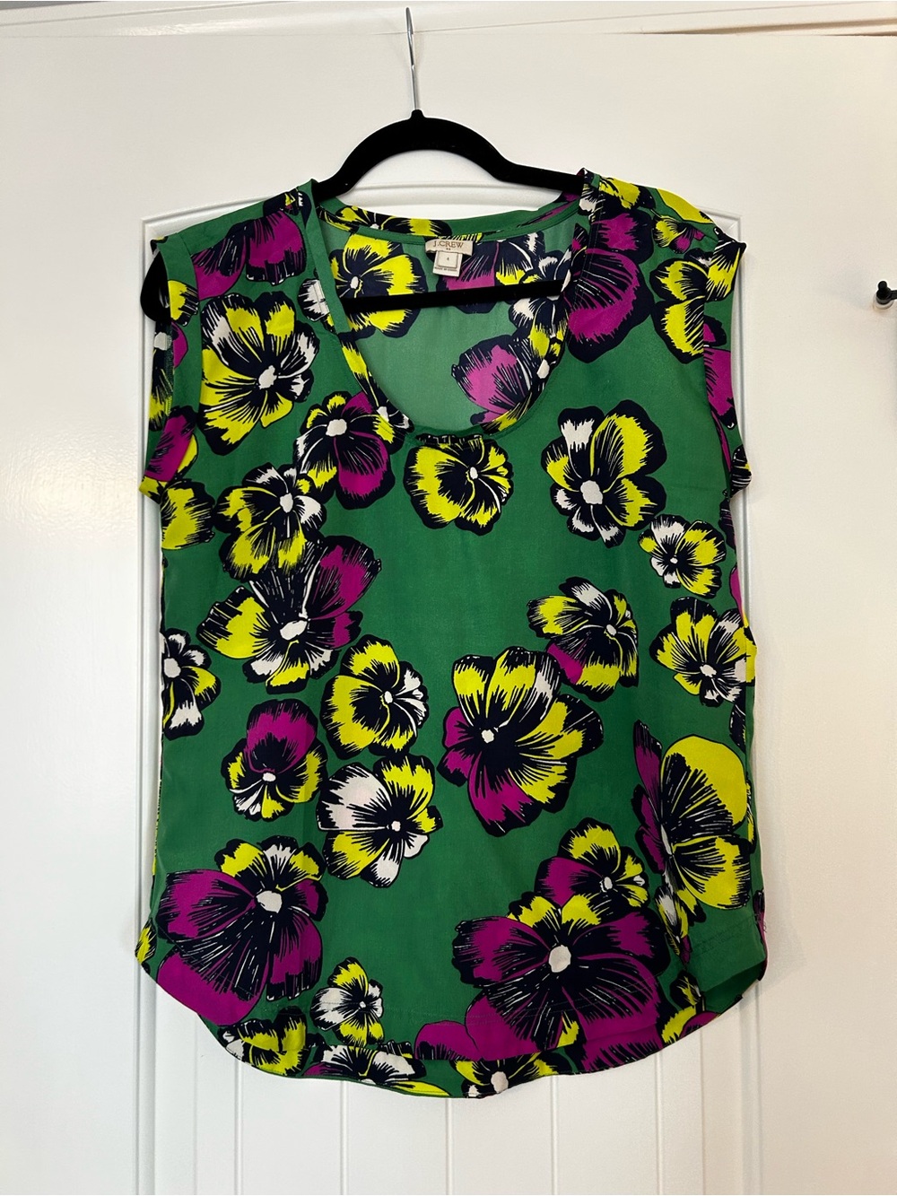 J. Crew Scoopneck Short Sleeve Floral Blouse, Size 4